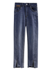 Jean Femme en Denim Pantalons Longs Coupe Cintrée à Zip avec Poches Unicolore