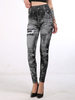 Jean Pantalons Déchirés Long Coupe Cintrée avec Poches Bicolores Pantalons Sexy
