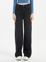 Jean Pantalons Longs Femme Coupe Cintrée avec Boutons avec Poches Unicolore