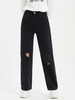 Jean Pantalons Longs Femme Coupe Cintrée avec Boutons avec Poches Unicolore