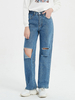 Jean Pantalons Longs Femme Coupe Cintrée avec Boutons avec Poches Unicolore