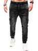 Jeans à la mode pour hommes; pantalons en denim noir skinny à conception antique en détresse décontractée