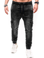 Jeans à la mode pour hommes; pantalons en denim noir skinny à conception antique en détresse décontractée