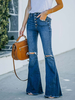 Jeans Femme Décontracté Boutons Taille Naturelle Coton Pantalon À Pattes D