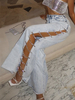 Jeans Fendu Sexy Pour Femme Pantalon Chaînes Taille Naturelle Denim