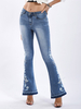 Jeans Pour Femme Bas De Cloche En Coton Brodé Décontracté Pantalon À Pattes D