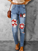 Jeans Pour Femme Chic Taille Naturelle Motif Noël