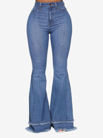 Jeans pour femmes Bas de cloche en coton décontracté Pantalon à Pattes D