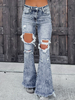 Jeans pour femmes Jeans décontractés en coton Pantalon à Pattes D
