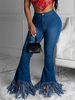 Jeans pour femmes Pantalon en jean décontracté décontracté en denim évasé bleu