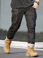 Jeans pour hommes Jeans à la mode pour hommes Casual Zipper Straight Deep Blue Deep Blue