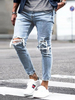 Jeans pour hommes Jeans à la mode pour hommes Chic en détresse Design antique Skinny Light Blue Sky Blue Light