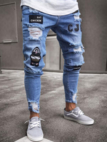 Jeans pour hommes Jeans à la mode pour hommes Chic vieilli design antique skinny blanc noir