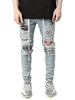 Jeans pour hommes Jeans à la mode pour hommes Chic vieilli design antique skinny clair bleu ciel noir