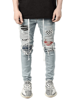 Jeans pour hommes Jeans à la mode pour hommes Chic vieilli design antique skinny clair bleu ciel noir
