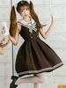 JK Lolita Robe Bow Button Stripe Sans manches Lolita Jumper Jupes Déguisements Halloween