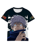 Jujutsu Kaisen Gojo Satoru T-Shirt noir à manches courtes en polyester Anime Top dété