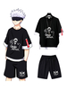 Jujutsu Kaisen sorcellerie combat Gojo Satoru T-Shirt noir manches courtes col bijou Polyester haut dété Anime T-shirt pour hommes
