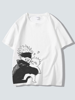 Jujutsu Kaisen sorcellerie lutte Gojo Satoru T-Shirt blanc manches courtes col bijou Polyester haut dété T-shirt Anime