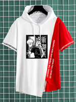 Jujutsu Kaisen Sorcery Fight Gojo Satoru Sweat à capuche blanc manches courtes bijou cou Polyester été Top Anime sweat