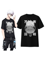 Jujutsu Kaisen Sorcery Fight Gojo Satoru T-Shirt noir manches courtes bijou cou Polyester été Top Anime T-shirt