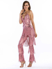 Jumpsuit charleston vintage 1920s Costume Gatsby flapper Jumpsuit Paillettes Métalliques Fringe Costume Rétro Déguisements Halloween