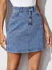 Jupe Bas Court en Denim avec Perle Moulante Coupe Cintrée à Zip avec Poches Bicolores Jupe Bas Court en Denim Eté