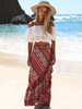Jupe Boho Maxi 2021 volants printé Slit Asymmetrical rouge Jupe