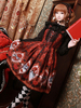 Jupe classique Lolita JSK Alice à volants en dentelle avec nœud en dentelle rouge Déguisements Halloween
