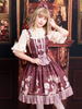 Jupe classique Lolita JSK avec couronne et dentelle à volants et jupe Lolita rouge foncé Déguisements Halloween