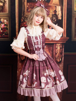 Jupe classique Lolita JSK avec couronne et dentelle à volants et jupe Lolita rouge foncé Déguisements Halloween