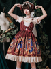 Jupe classique Lolita JSK avec mécanicien et cœur à volants et bordeaux Déguisements Halloween
