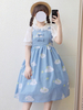 Jupe classique Lolita Jumper avec jupe plissée et imprimé nuages Déguisements Halloween