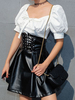 Jupe corset pour femme en cuir noir comme la jupe à lacets pour femme