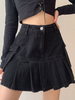 Jupe Courte Femme Coupe Cintrée avec Bouton avec Poches Bas Evasée Unicolore Jupe Sexy