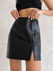 Jupe Courte Femme en Cuir Synthétique Coupe Cintrée Unicolore
