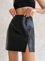 Jupe Courte Femme en Cuir Synthétique Coupe Cintrée Unicolore