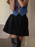 Jupe Courte Taille Haute En Polyester Bas Court Chic Pour Femmes