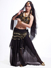 Jupe De Danse Du Ventre Adulte À Lacets Perlés Noir Or Ensemble En Mousseline De Soie Exotique Vêtements De Danse Du Ventre Pour Les Femmes