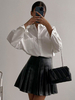 Jupe en Plis Courte Femme en Cuir Synthétique Bas Evasée Unicolore
