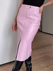 Jupe en similicuir rose avec poches taille relevée jupe mi-longue décontractée fendue pour femme 2025