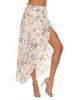 Jupe Femme Abricot Imprimé Floral Polyester Bas Longs Irréguliers