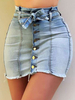 Jupe femme bleu ciel clair à lacets en denim en détresse minijupe consciente du corps