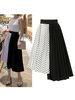 Jupe femme Ecru deux tons en mousseline de soie longueur mi-mollet High Rise taille asymétrique et Bas Automne Hiver