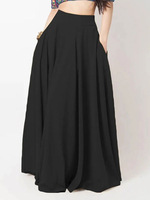 Jupe Femme Noire Plissée Longue Taille Haute Bas Femme