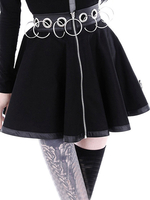 Jupe femme oeillets noirs en cuir Synthétique court automne et hiver femmes bas