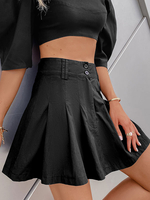Jupe Femme Sexy Eté Coupe Cintrée avec Boutons Bas Evasée Unicolore Jupe Eté Sexy Femme