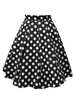 Jupe Femmes Vintage Courte Imprimé Pois Bicolores Noir et Blanc Bas Evasée