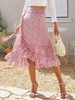 Jupe Fleurie Rose Volant Irrégulières En Polyester Bas D