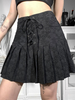 Jupe gothique femme à œillets noirs à lacets jupe plissée en polyester gothique